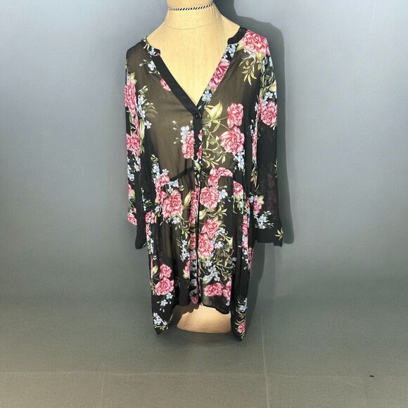 Torrid Lexie Sheer Floral & Black High Lo Baby Doll Tunic NWT Size 3/3x - Picture 1 of 4